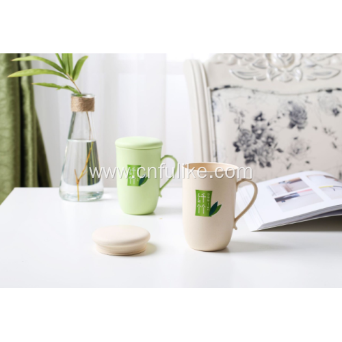 High Quality Bamboo Fiber Plastic Mugs with Lid